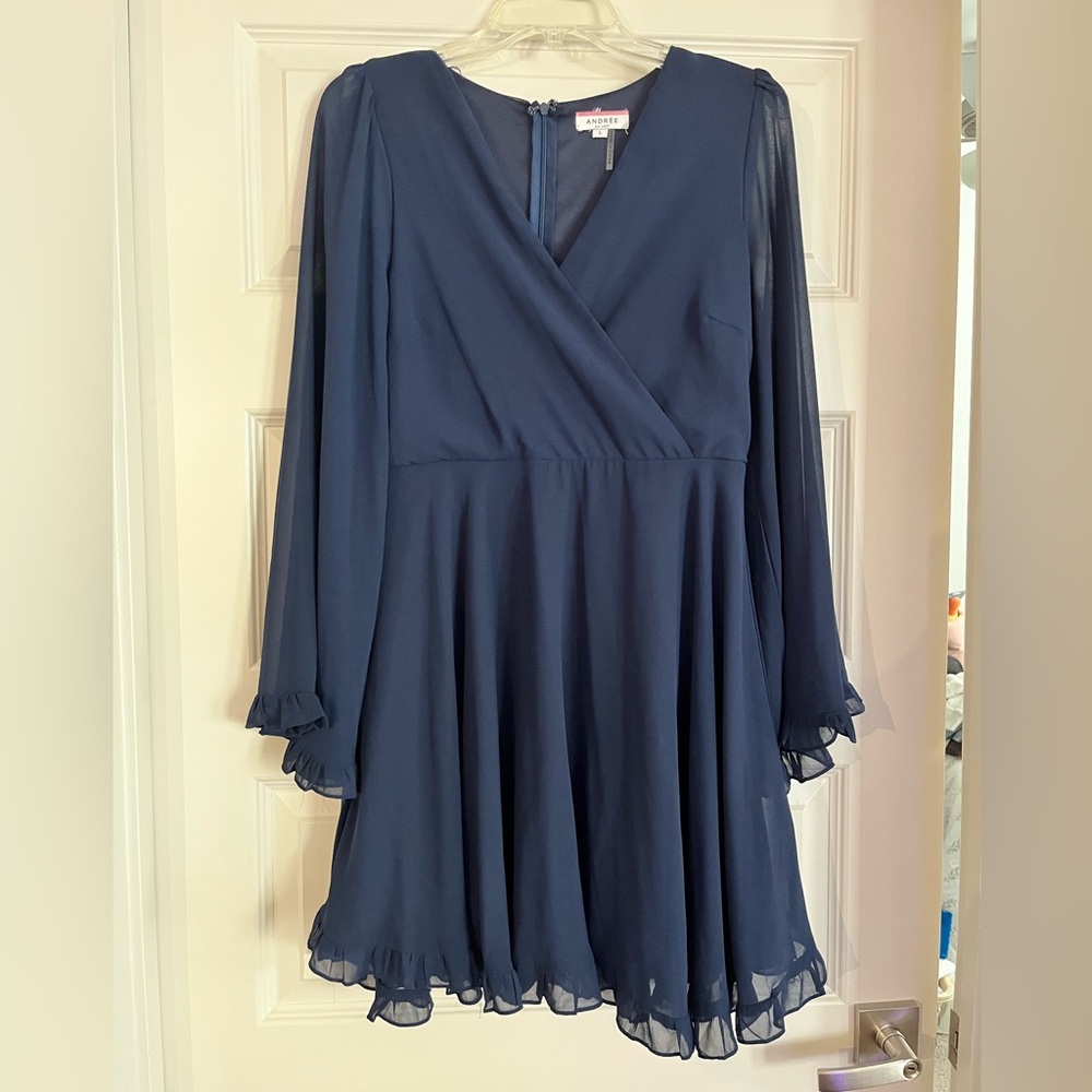 ANDREE BY UNIT Navy Blue Chiffon Dress